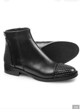 STELLE MONELLE Black Studded Leather  Boots